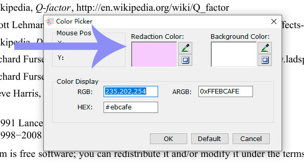 Choose the PDF Redaction Color